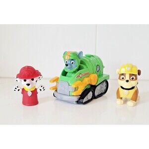 3 pc Lot Paw Patrol Sea Patrol Rocky Rescue Racers Rubble Action Marshall Puppet